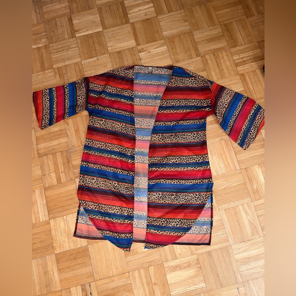 Western serape leapord kimono.